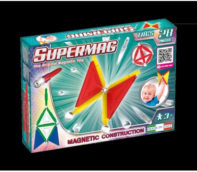 Set de constructie magnetic de baza Supermag Tags, 28 piese